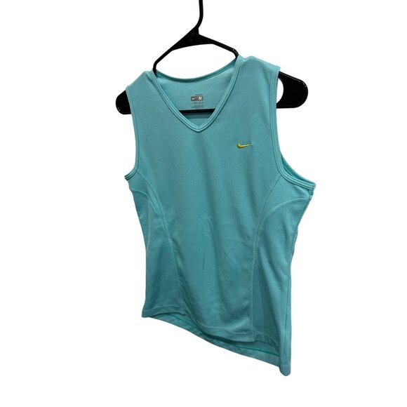 Nike Fit Dry Sleeveless V-Neck Athletic Tank Top Teal Womens Activewear Sz Mediu - Picture 3 of 10